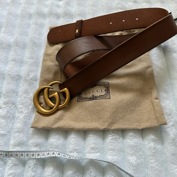 Gucci Brown Leather Belt with Gold Double G Buckle - Picture 9 of 12